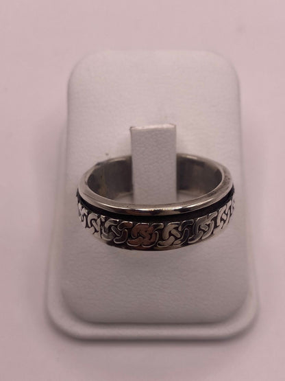 Anillo Giratorio de Plata 925 con Diseño de Cadena, sello de autenticidad Plata Ley .925
