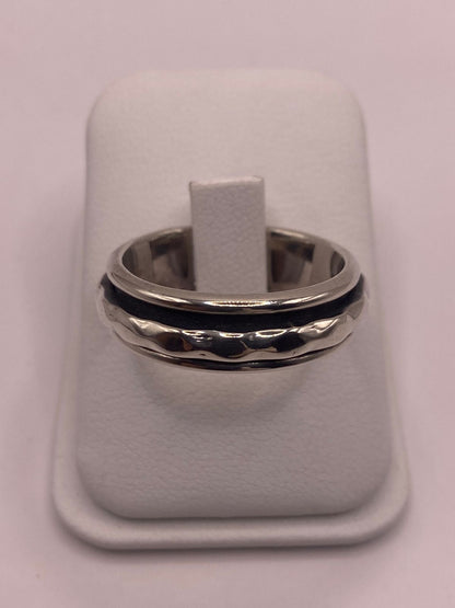 Anillo Giratorio de Plata 925 con Diseño Ondulado, sello de autenticidad Plata Ley .925
