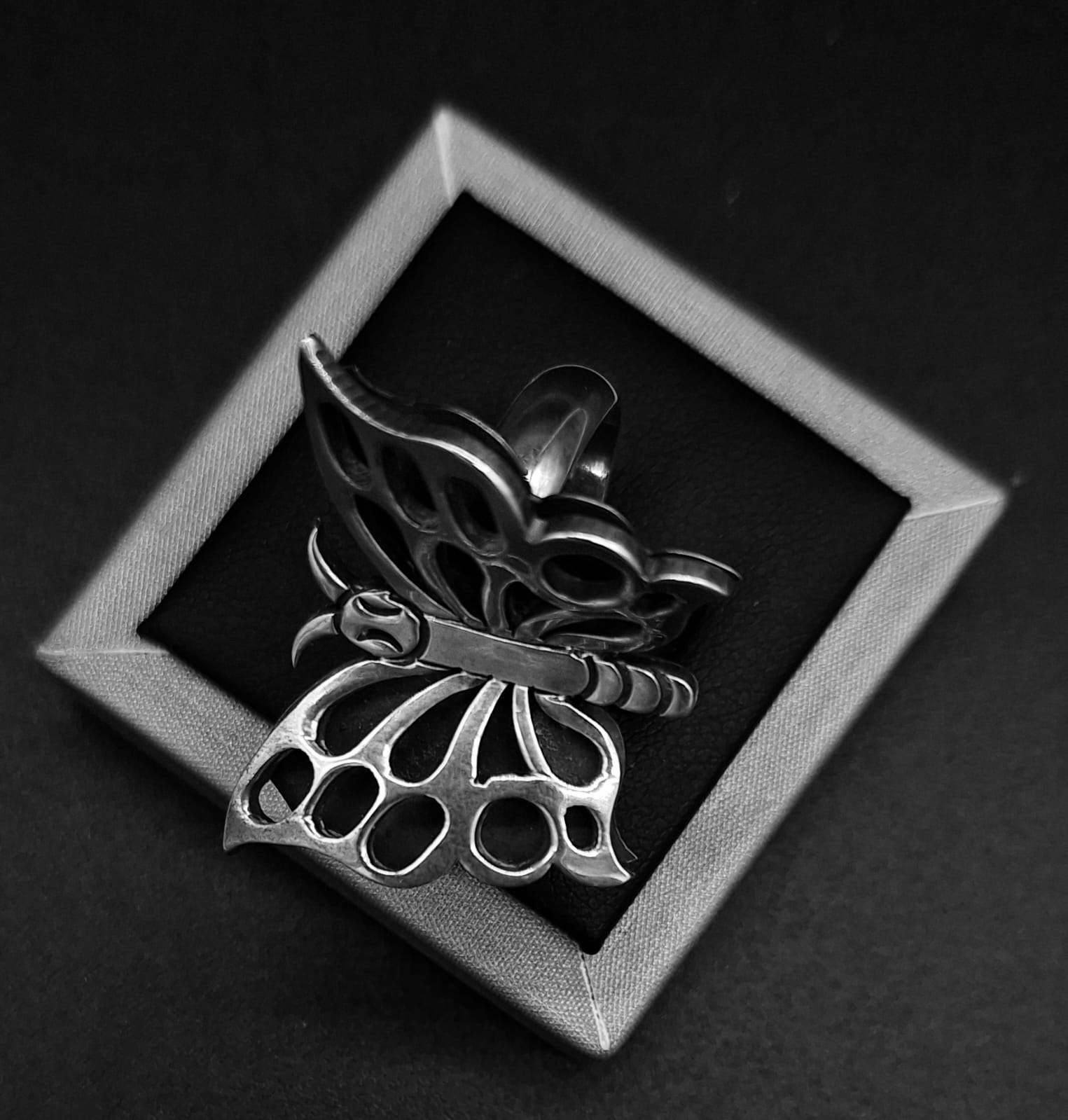 Anillo Plata Ley 925 , Mariposa, vista frontal
