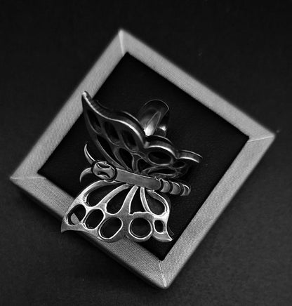 Anillo Plata Ley 925 , Mariposa, vista frontal