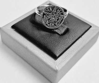 Anillo Tetragramaton en Plata Ley 925 Lss, sello de autenticidad Plata Ley .925