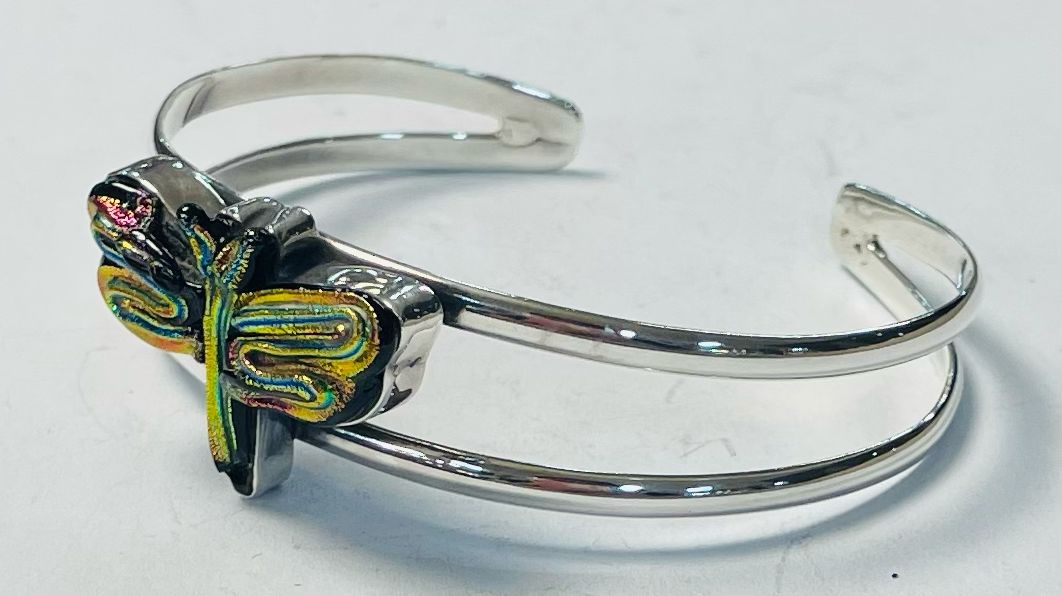 Brazalete con Dicroico en Plata 925, vista frontal