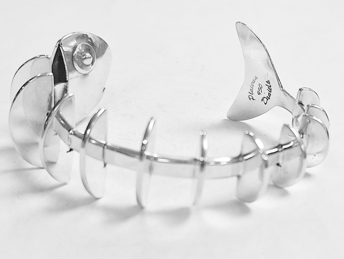 Brazalete Esqueleto en Plata Ley 950, sello de autenticidad Plata Ley .925