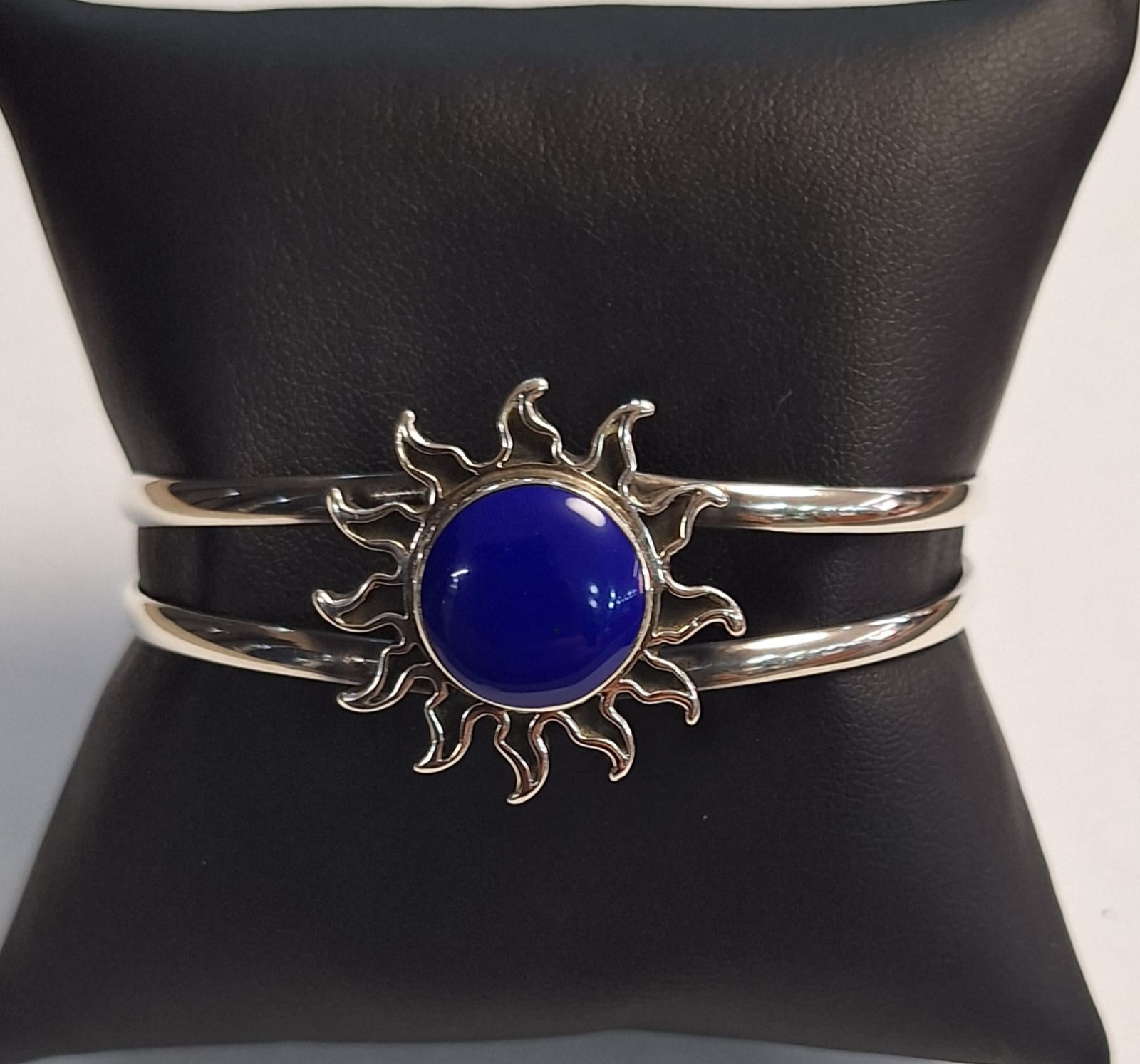 Brazalete con Lapizlasuli en Plata Ley 925, vista frontal