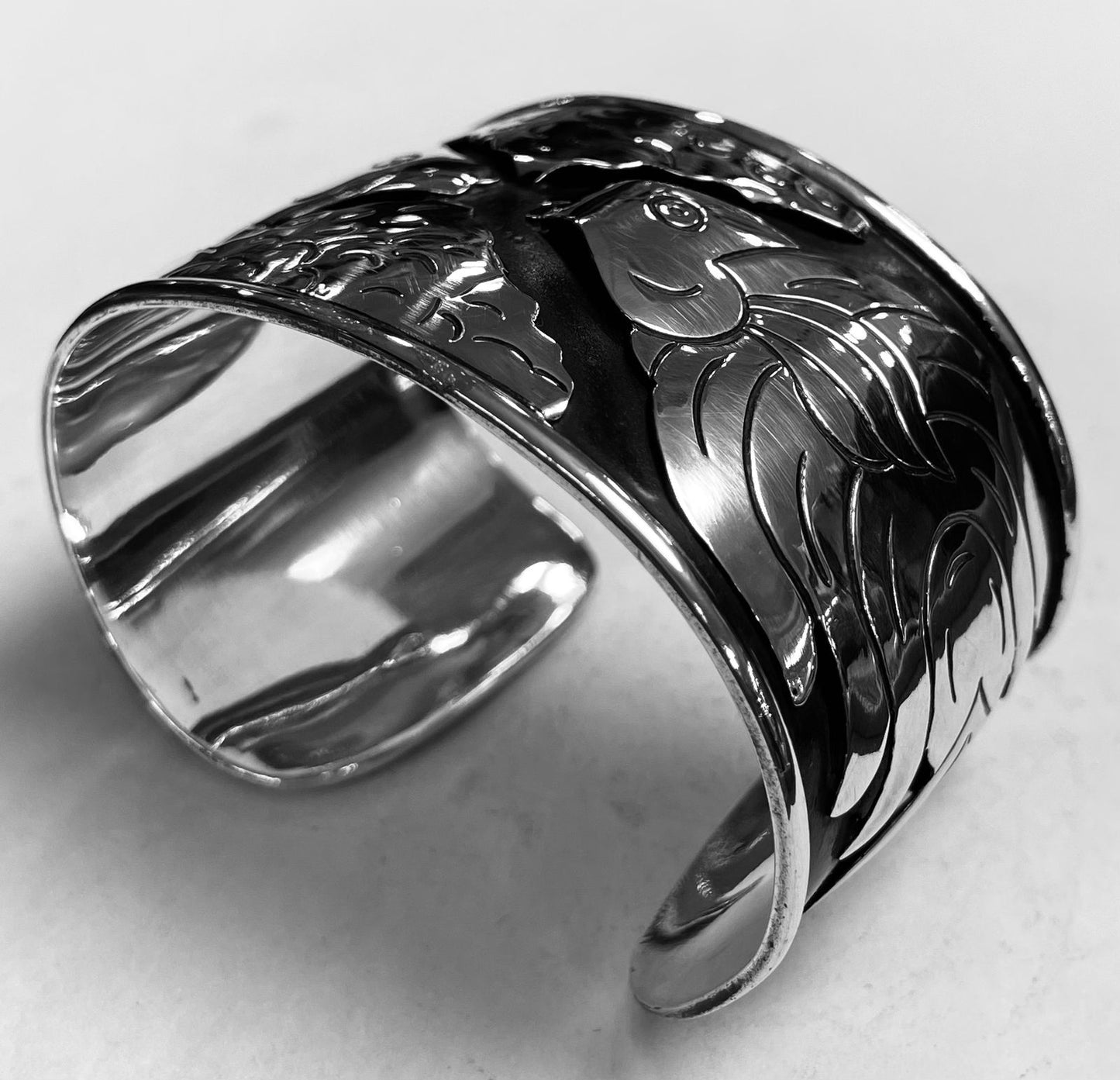 Brazalete de Peces en Plata Ley 925, sello de autenticidad Plata Ley .925