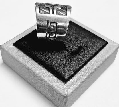 Anillo Grecas Maya en Plata Ley 925, sello de autenticidad Plata Ley .925