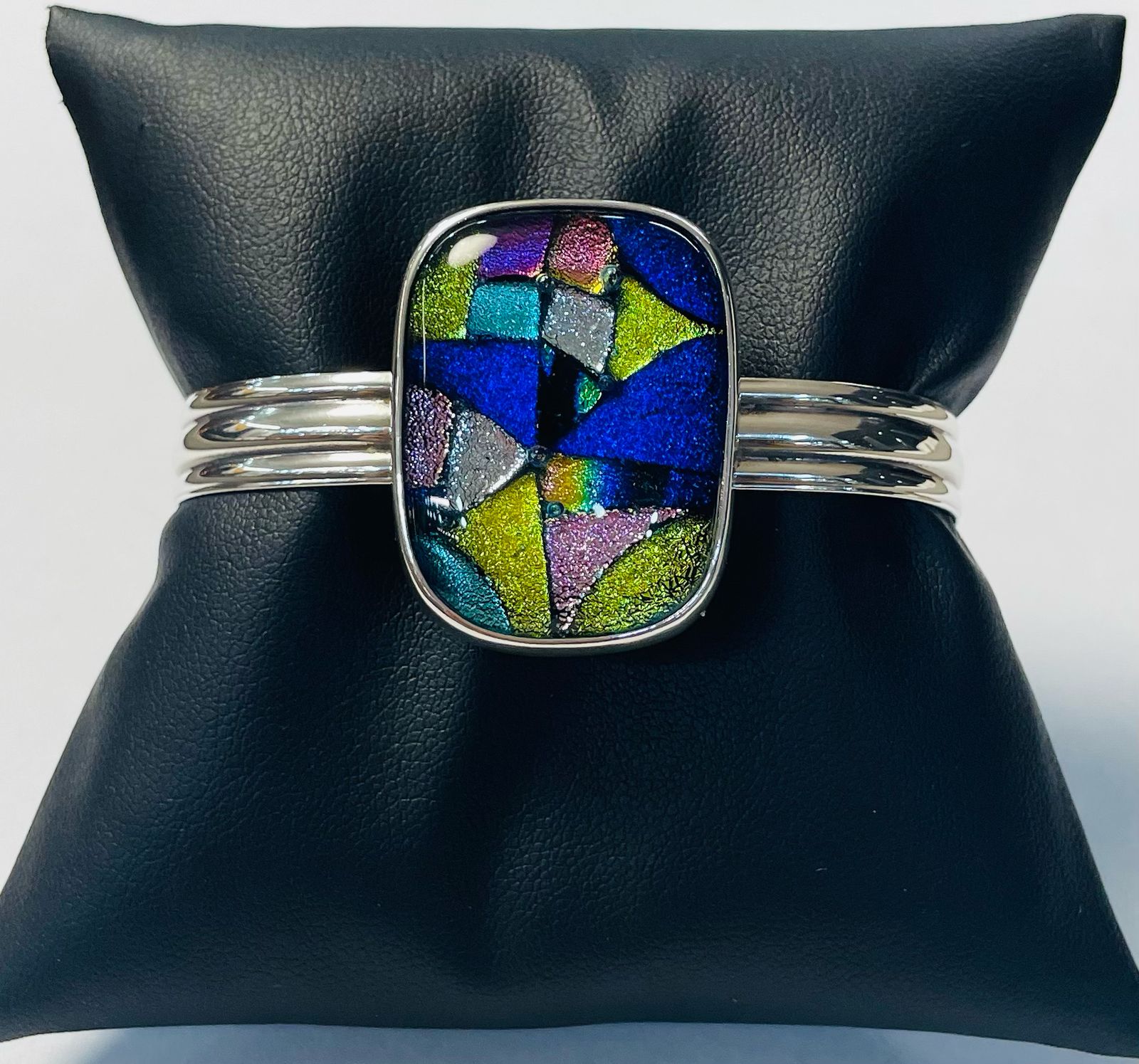 Brazalete con Dicroico en Plata Ley 925, sello de autenticidad Plata Ley .925
