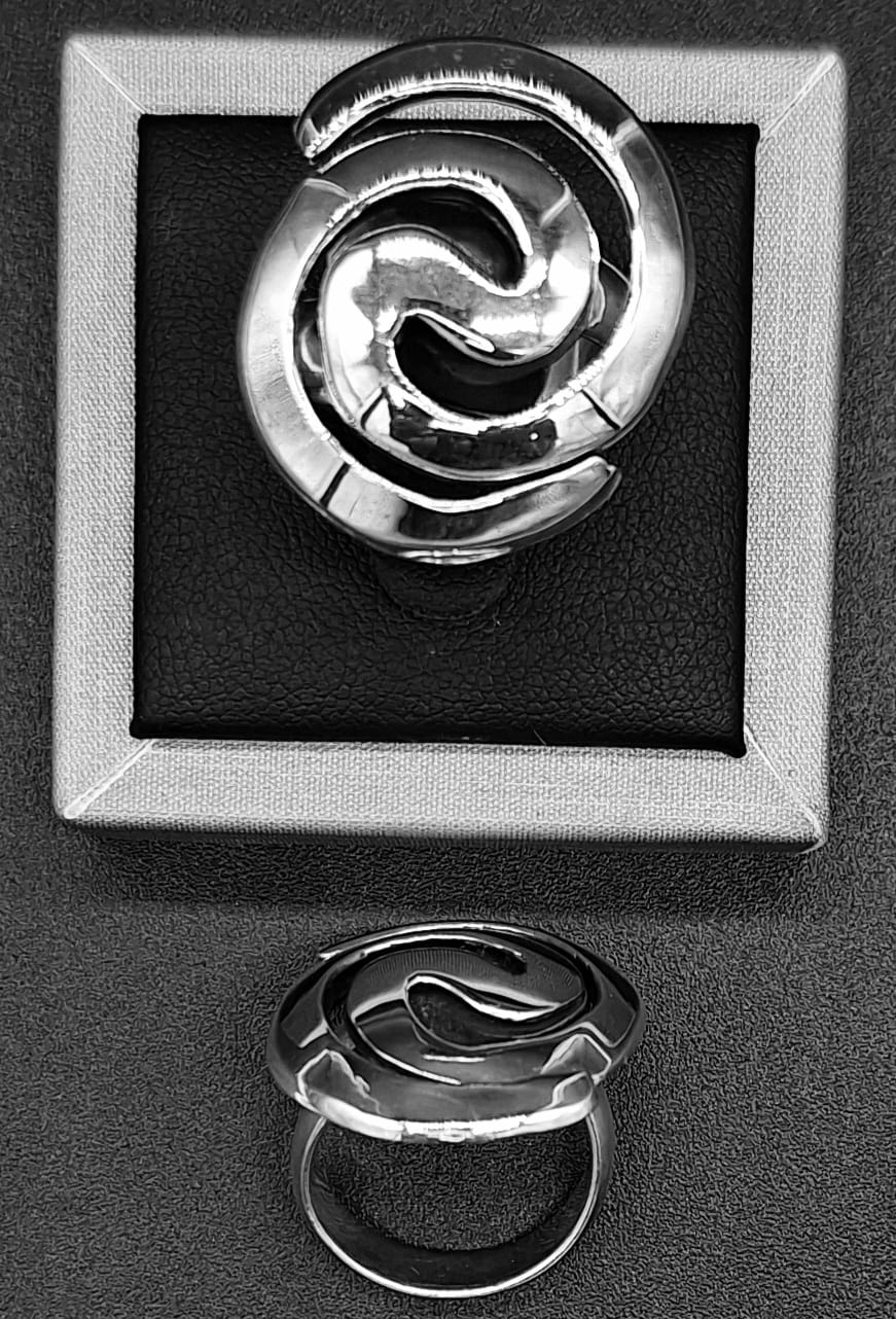 Anillo Plata Ley 925 , Espiral, vista frontal