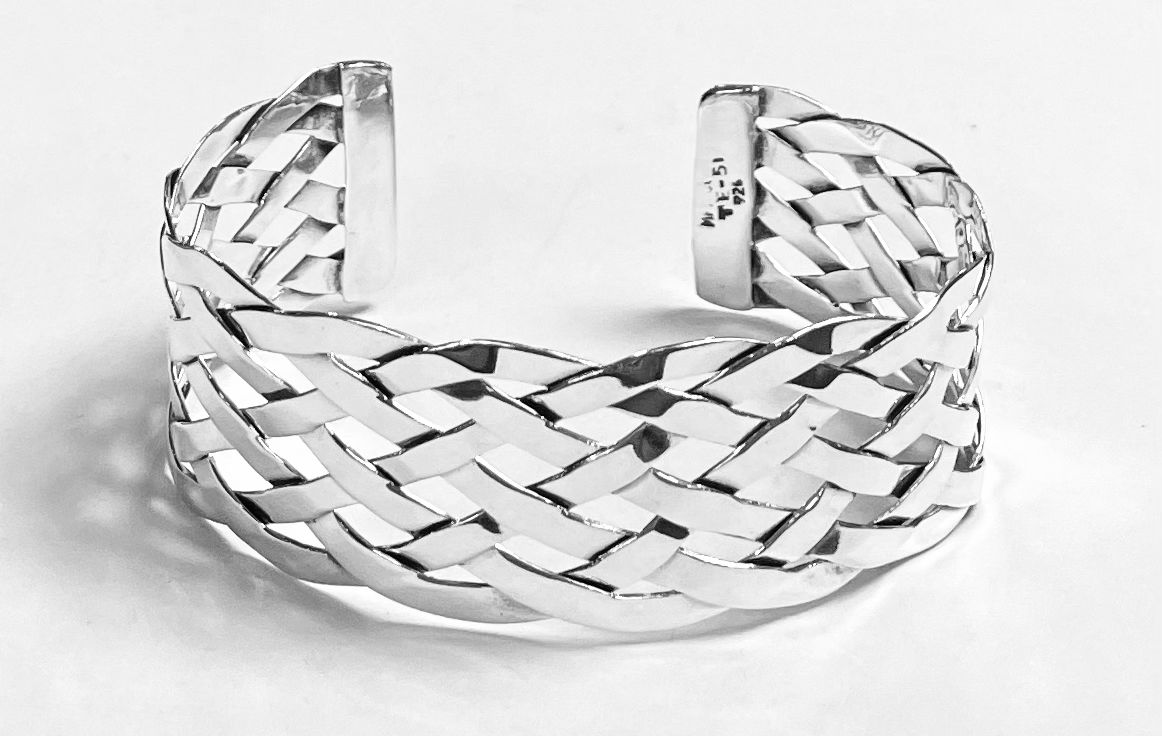 Brazalete Tejido en Plata Ley 925, vista frontal