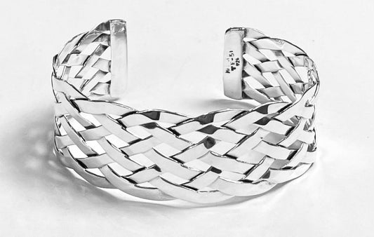 Brazalete Tejido en Plata Ley 925, vista frontal