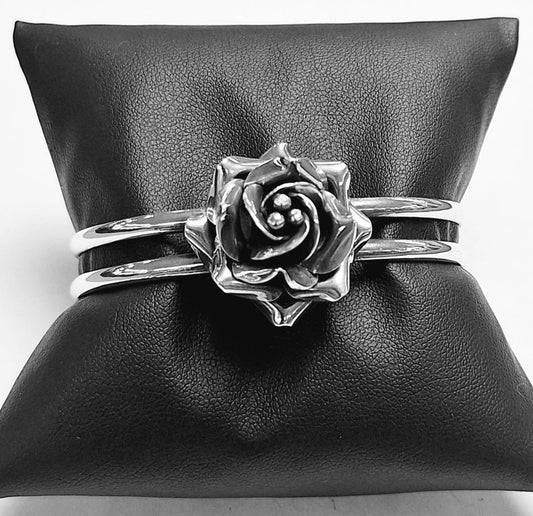 Brazalete Rosa en Plata Ley 925, vista frontal