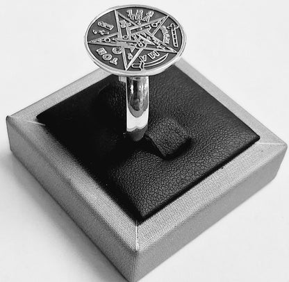 Anillo Tetragramaton en Plata Ley 925, sello de autenticidad Plata Ley .925