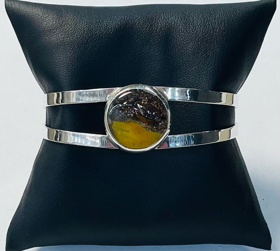 Brazalete con Dicroico en Plata Ley 925, sello de autenticidad Plata Ley .925