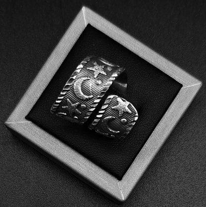 Anillo Plata Ley 925 , Lunar, sello de autenticidad Plata Ley .925