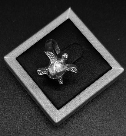 Anillo Plata Ley 950 , Tortuga, vista frontal
