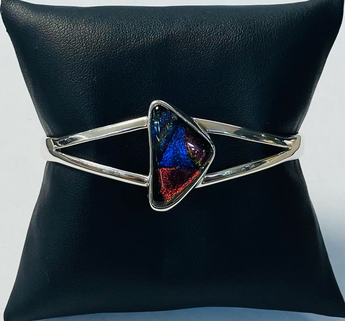 Brazalete con Dicroico en Plata Ley 925, sello de autenticidad Plata Ley .925