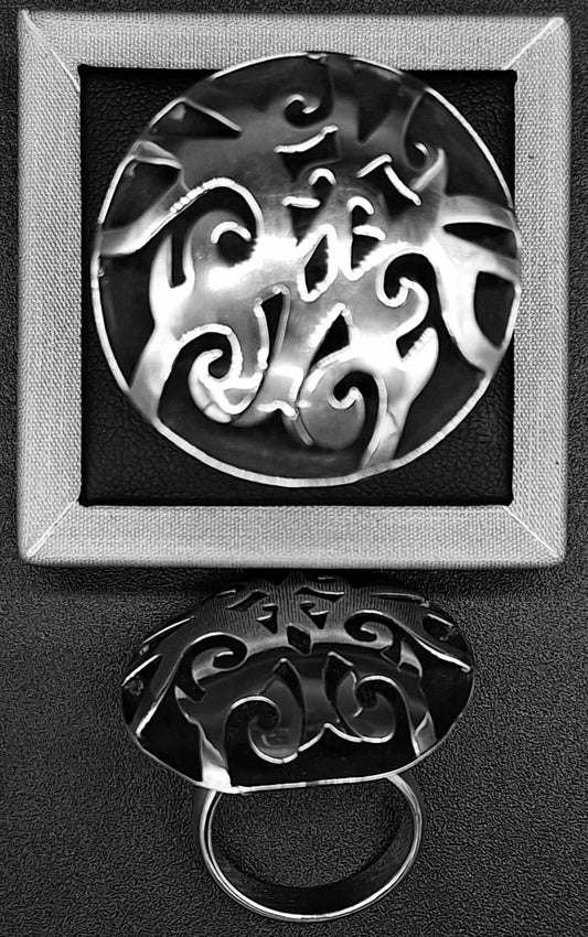 Anillo Plata Ley 925, Vintage — detalle de piedra