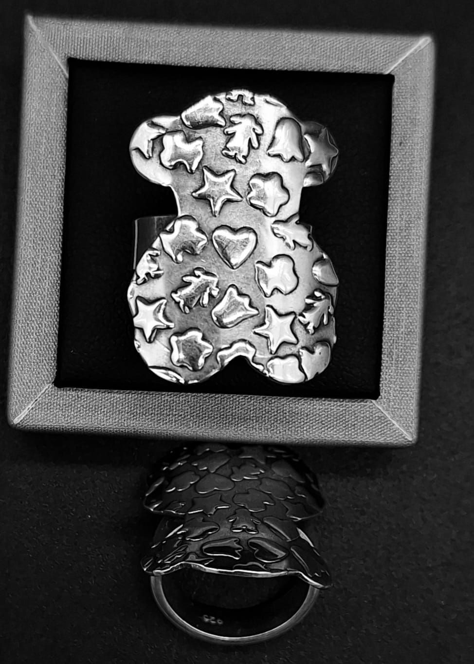 Anillo Plata Ley 925 , Oso, vista frontal