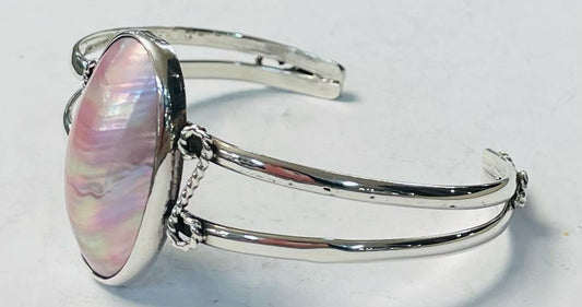 Brazalete con Madre Perla en Plata Ley 925, vista frontal