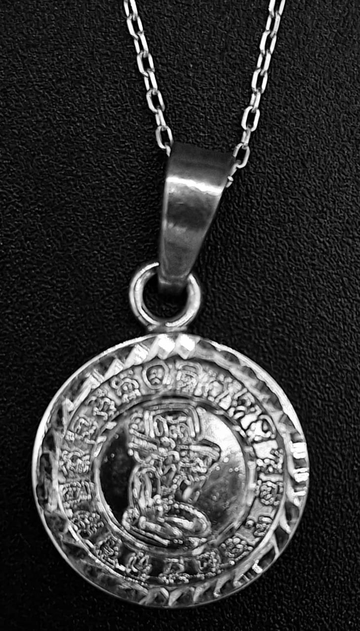 Dije Plata Ley 925, Calendario Maya, vista frontal
