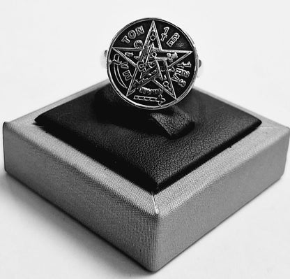 Anillo Tetragramaton en Plata Ley 925, vista frontal