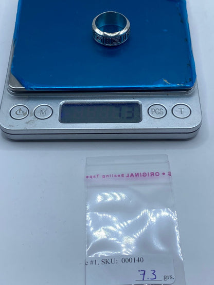 Anillo Giratorio de Plata 925 con Greca Geométrica, vista de detalle